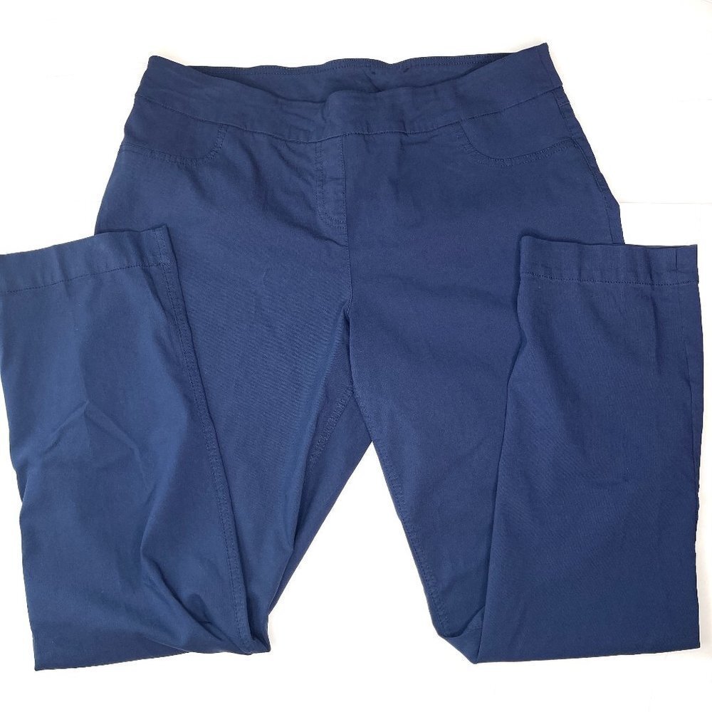 Slim-sation by Multiples 16 Blue Wide Band Pull on Ankle Pant with Tummy Control